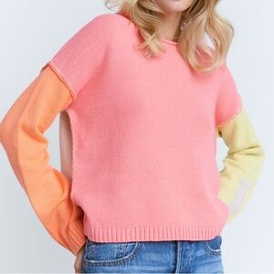 Lisa Todd Color Crush Sweater Candy Colorblock Cotton Preppy Coastal.         21